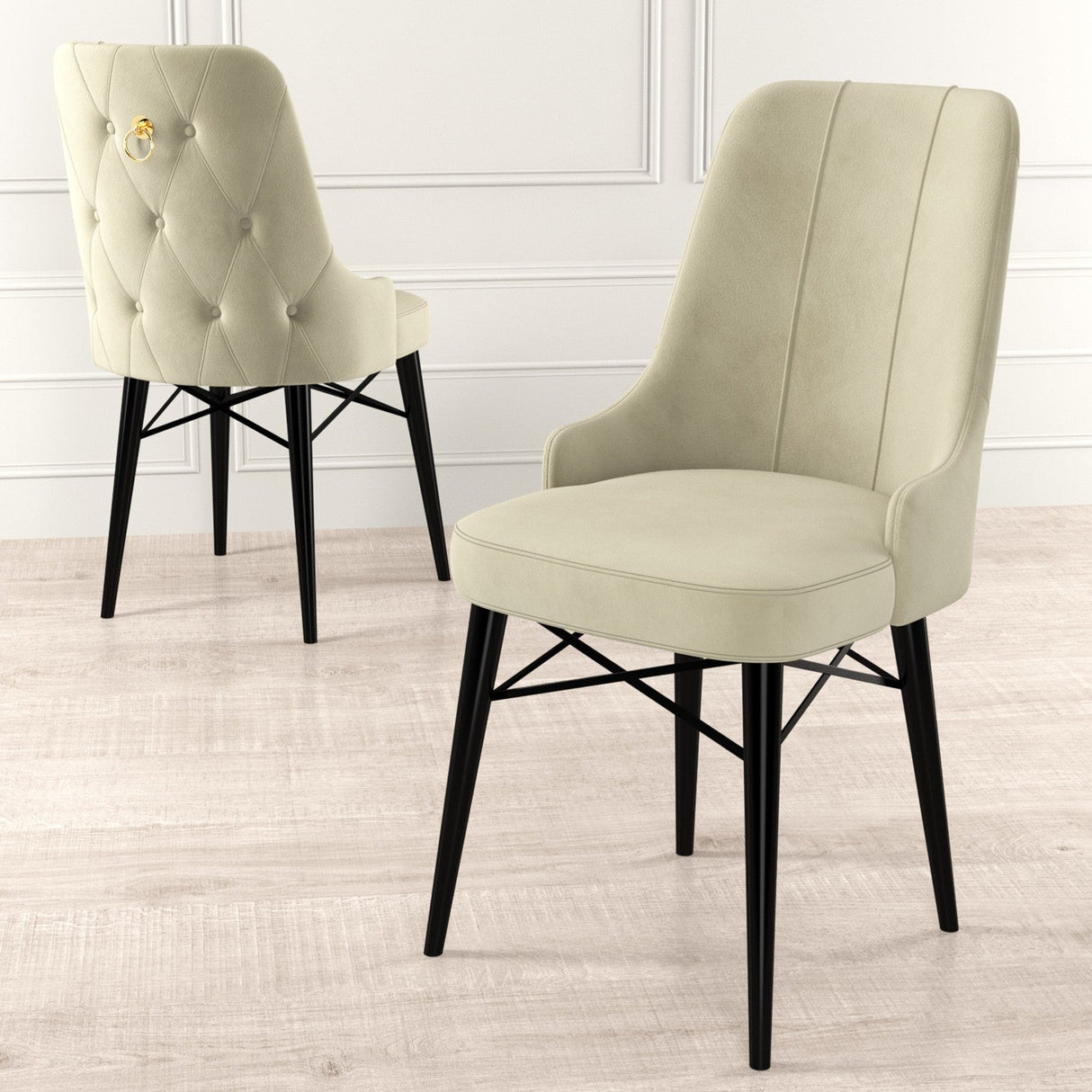 Set de scaune Pare, Diverse culori, Diverse configurații, 46x46x94 cm - Crem - Negru - 4 bucăți | SKU: 240CHR1505 | Set de scaune Pare, 46x46x94 cm, varianta Crem - Negru - 4 bucăți, produs pentru amenajarea locuinței, disponibil online în România la CasaMob