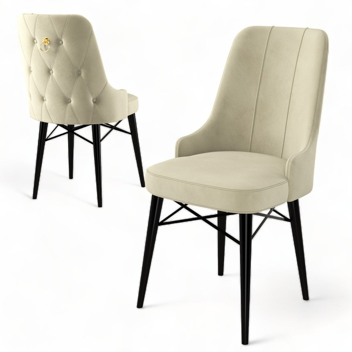 Set de scaune Pare, Diverse culori, Diverse configurații, 46x46x94 cm - Crem - Negru - 4 bucăți | SKU: 240CHR1505 | Set de scaune Pare, 46x46x94 cm, varianta Crem - Negru - 4 bucăți, produs pentru amenajarea locuinței, disponibil online în România la CasaMob