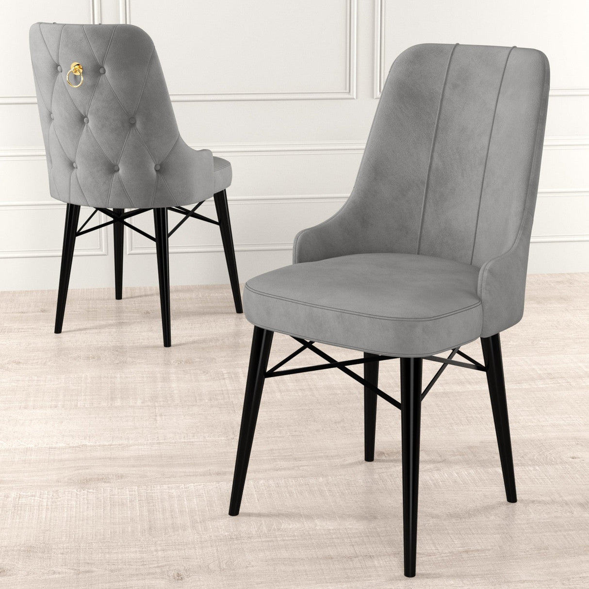 Set de scaune Pare, Diverse culori, Diverse configurații, 46x46x94 cm - Gri - Negru - 6 bucăți | SKU: 240CHR1509 | Set de scaune Pare, 46x46x94 cm, varianta Gri - Negru - 6 bucăți, produs pentru amenajarea locuinței, disponibil online în România la CasaMob