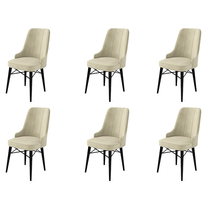 Set de scaune Pare, Diverse culori, Diverse configurații, 46x46x94 cm - Crem - Negru - 6 bucăți | SKU: 240CHR1510 | Set de scaune Pare, 46x46x94 cm, varianta Crem - Negru - 6 bucăți, produs pentru amenajarea locuinței, disponibil online în România la CasaMob