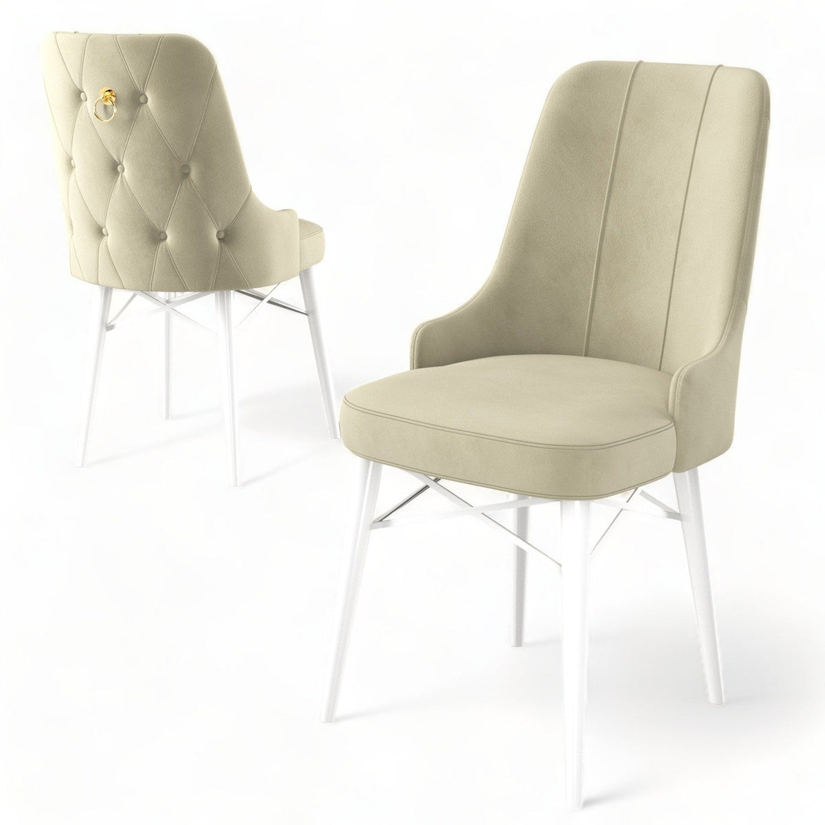 Crem - Alb - 4 bucăți | SKU: 240CHR1520 | Set de scaune Pare, 46x46x94 cm, varianta Crem - Alb - 4 bucăți, produs pentru amenajarea locuinței, disponibil online în România la CasaMob
