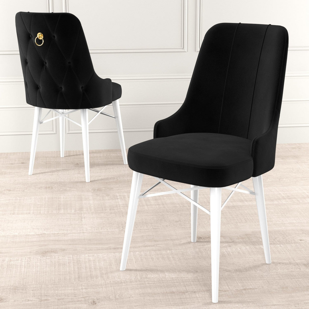 Set de scaune Pare, Diverse culori, Diverse configurații, 46x46x94 cm - Negru - Alb - 6 bucăți | SKU: 240CHR1526 | Set de scaune Pare, 46x46x94 cm, varianta Negru - Alb - 6 bucăți, produs pentru amenajarea locuinței, disponibil online în România la CasaMob