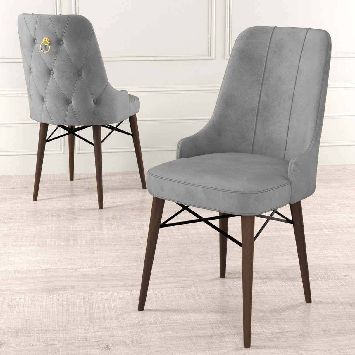 Set de scaune Pare, Diverse culori, Diverse configurații, 46x46x94 cm - Gri - Maro - 6 bucăți | SKU: 240CHR1539 | Set de scaune Pare, 46x46x94 cm, varianta Gri - Maro - 6 bucăți, produs pentru amenajarea locuinței, disponibil online în România la CasaMob