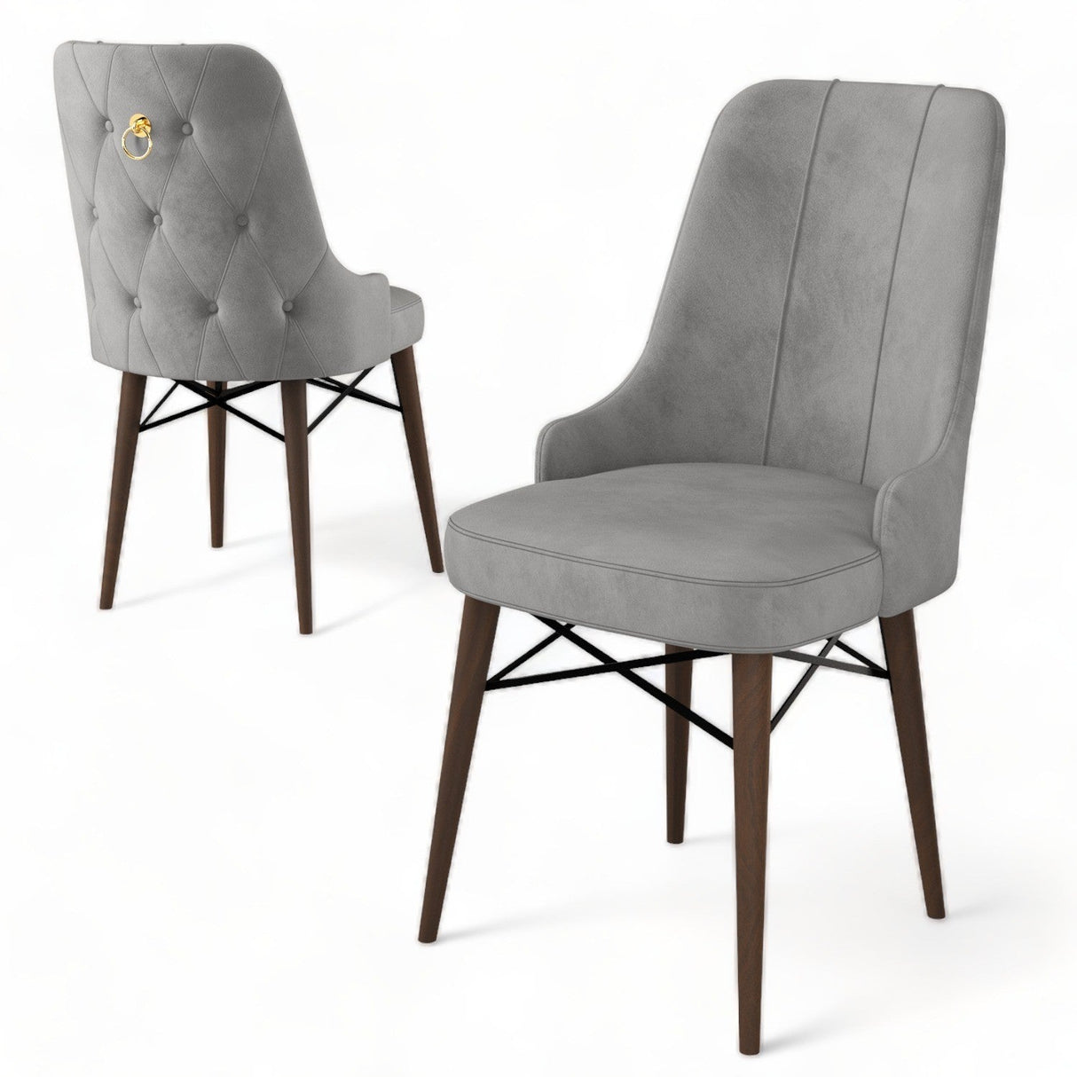 Set de scaune Pare, Diverse culori, Diverse configurații, 46x46x94 cm - Gri - Maro - 6 bucăți | SKU: 240CHR1539 | Set de scaune Pare, 46x46x94 cm, varianta Gri - Maro - 6 bucăți, produs pentru amenajarea locuinței, disponibil online în România la CasaMob