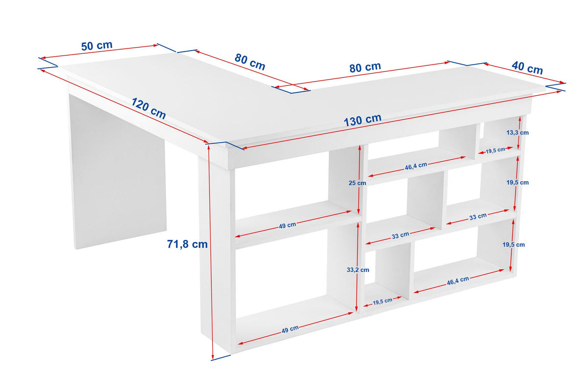 Birou Vesper, Alb - Pin atlantic, 130x120x72 cm, SKU 241NRD1110, imagine 7