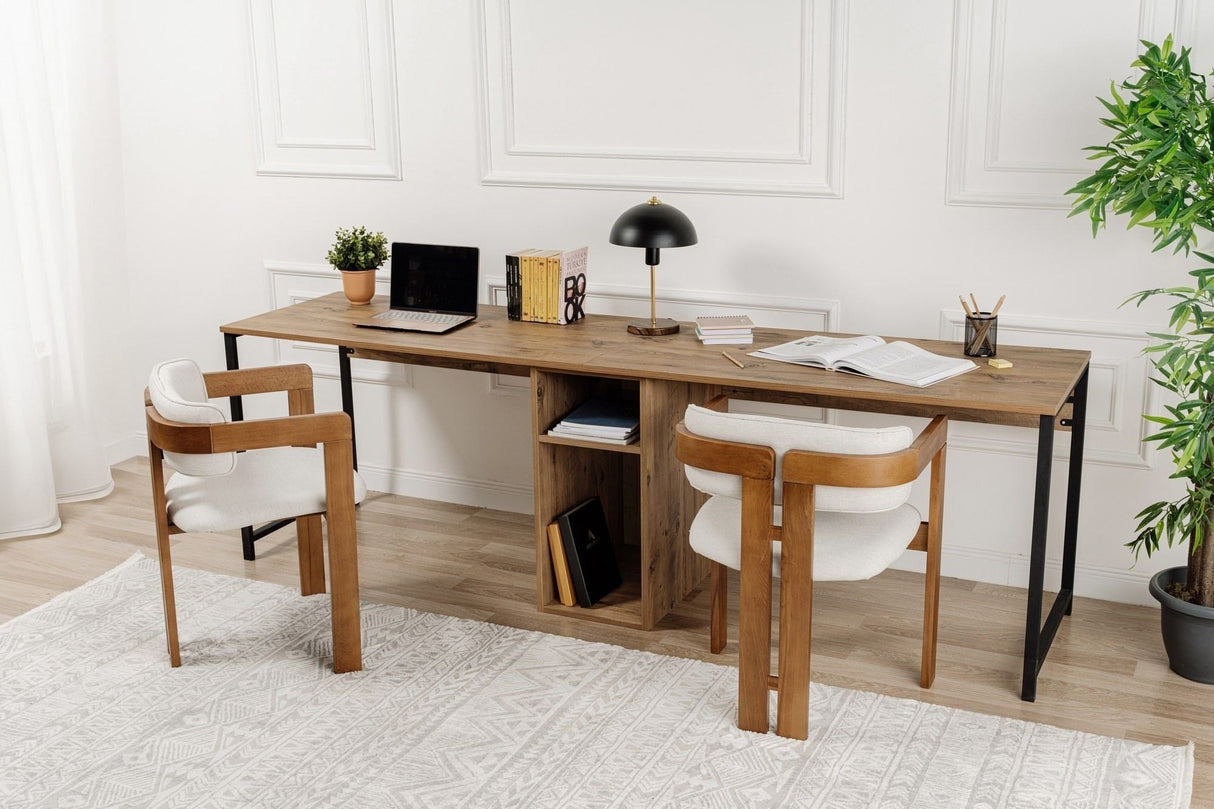 Birou Twin, Diverse culori, 240x60x74 cm - Pin atlantic - Negru | SKU: 241NRD1103 | Birou Twin, 240x60x74 cm, varianta Pin atlantic - Negru, produs pentru amenajarea locuinței, disponibil online în România la CasaMob