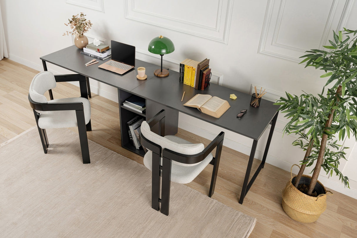 Birou Twin, Diverse culori, 240x60x74 cm - Antracit - Negru | SKU: 241NRD1104 | Birou Twin, 240x60x74 cm, varianta Antracit - Negru, produs pentru amenajarea locuinței, disponibil online în România la CasaMob