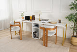 Birou Twin, Diverse culori, 240x60x74 cm - Alb - Auriu | SKU: 241NRD1105 | Birou Twin, 240x60x74 cm, varianta Alb - Auriu, produs pentru amenajarea locuinței, disponibil online în România la CasaMob