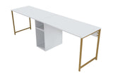 Birou Twin, Diverse culori, 240x60x74 cm - Alb - Auriu | SKU: 241NRD1105 | Birou Twin, 240x60x74 cm, varianta Alb - Auriu, produs pentru amenajarea locuinței, disponibil online în România la CasaMob