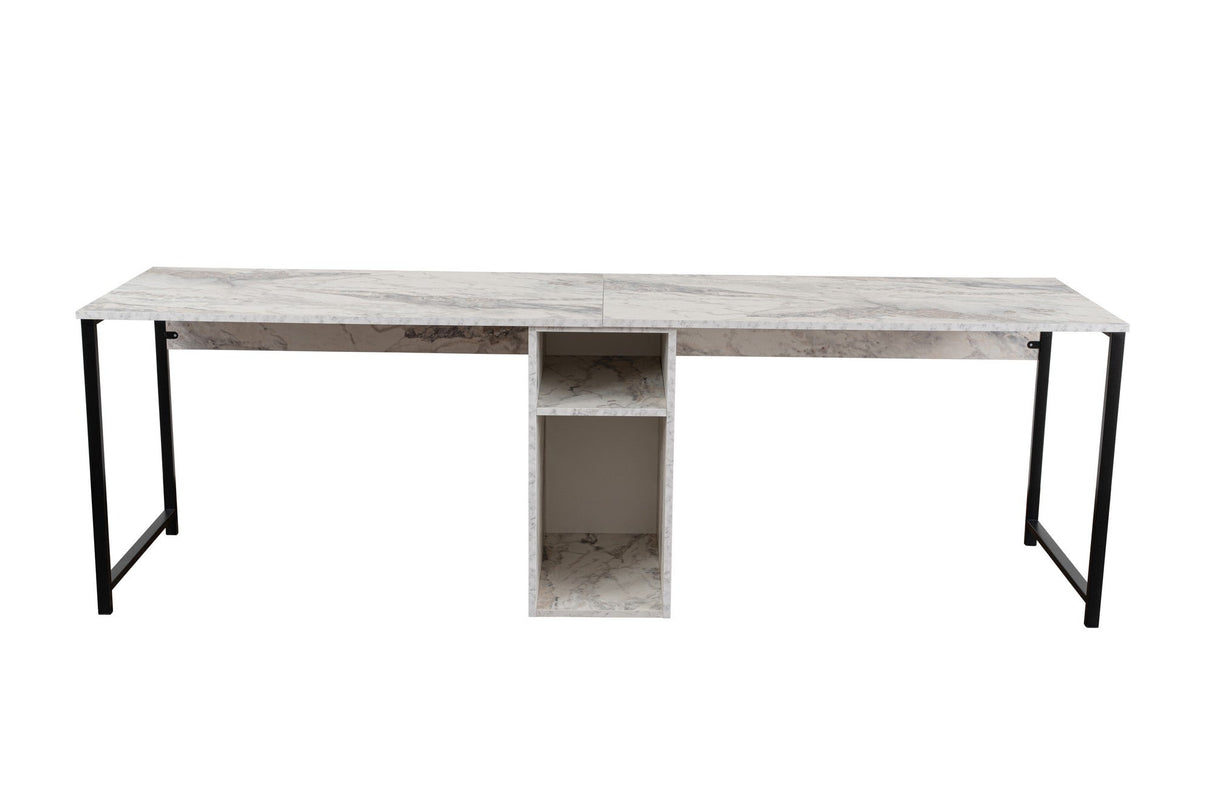 Birou Twin, Diverse culori, 240x60x74 cm - Freesia - Marble - Negru | SKU: 241NRD1106 | Birou Twin, 240x60x74 cm, varianta Freesia - Marble - Negru, produs pentru amenajarea locuinței, disponibil online în România la CasaMob