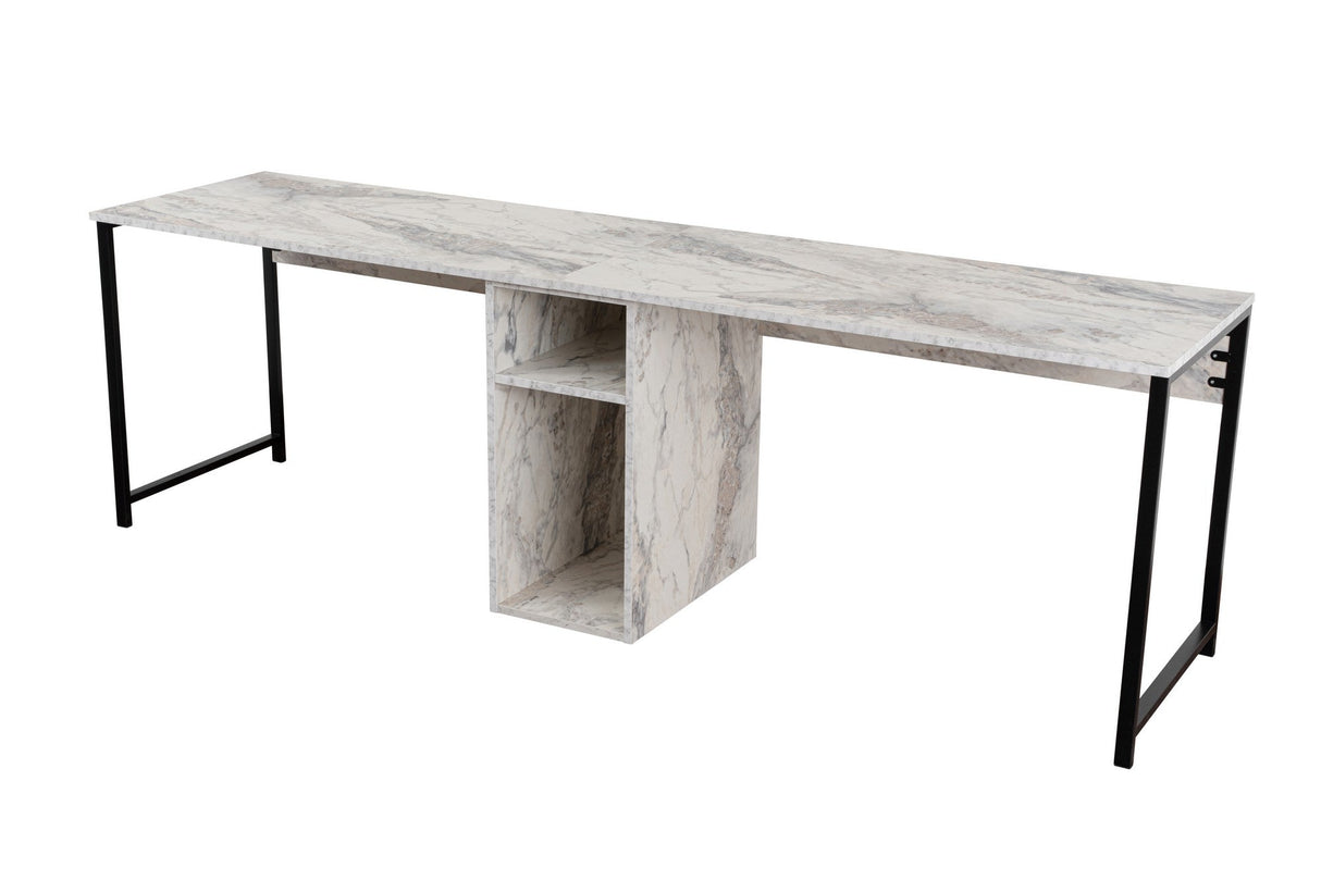 Birou Twin, Diverse culori, 240x60x74 cm - Freesia - Marble - Negru | SKU: 241NRD1106 | Birou Twin, 240x60x74 cm, varianta Freesia - Marble - Negru, produs pentru amenajarea locuinței, disponibil online în România la CasaMob