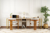 Birou Twin, Diverse culori, 240x60x74 cm - Travertin - Auriu | SKU: 241NRD1107 | Birou Twin, 240x60x74 cm, varianta Travertin - Auriu, produs pentru amenajarea locuinței, disponibil online în România la CasaMob