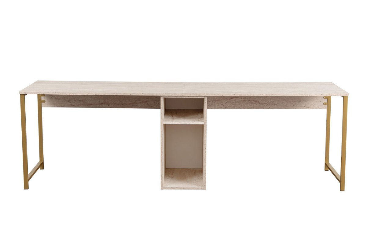 Birou Twin, Diverse culori, 240x60x74 cm - Travertin - Auriu | SKU: 241NRD1107 | Birou Twin, 240x60x74 cm, varianta Travertin - Auriu, produs pentru amenajarea locuinței, disponibil online în România la CasaMob