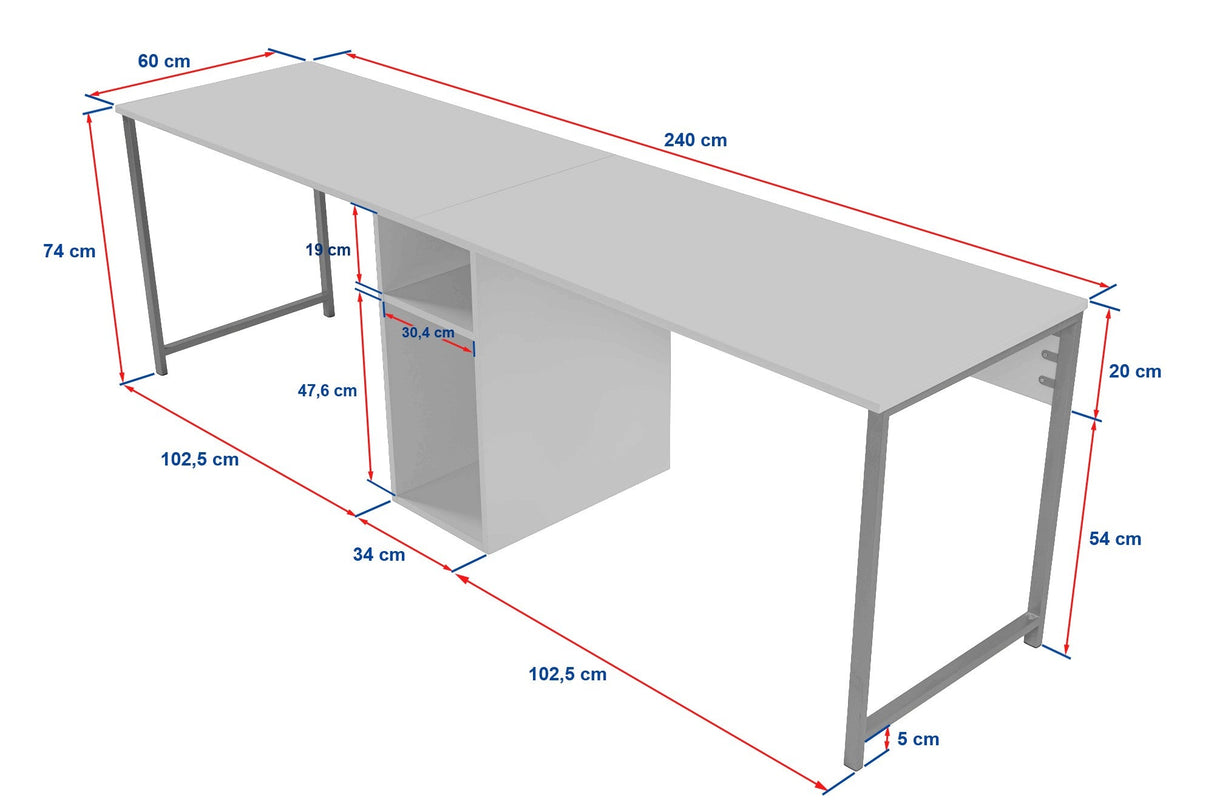 Birou Twin, Diverse culori, 240x60x74 cm - Travertin - Auriu | SKU: 241NRD1107 | Birou Twin, 240x60x74 cm, varianta Travertin - Auriu, produs pentru amenajarea locuinței, disponibil online în România la CasaMob