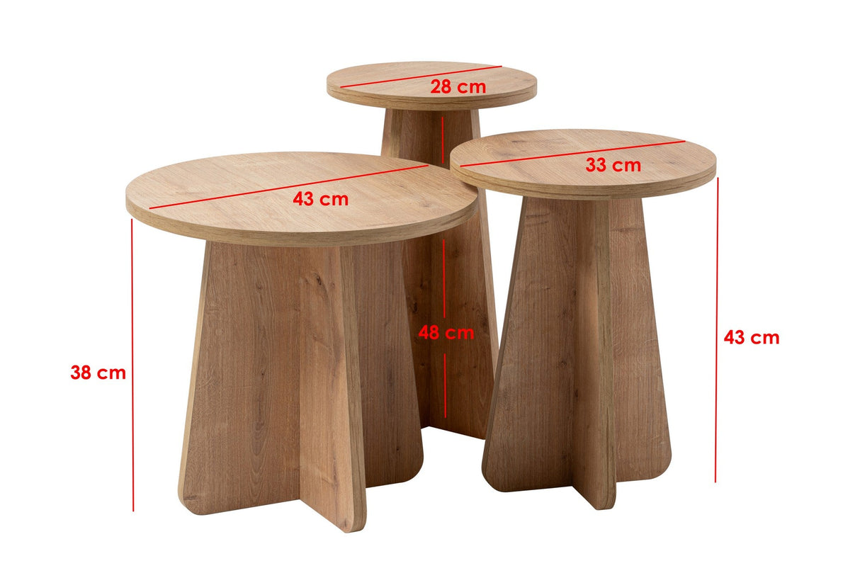 Set 3 măsuțe de cafea Lume, Diverse culori, 28x28x48 cm - Stejar safir | SKU: 241NRD1209 | Set 3 măsuțe de cafea Lume, 28x28x48 cm, varianta Stejar safir, produs pentru amenajarea locuinței, disponibil online în România la CasaMob