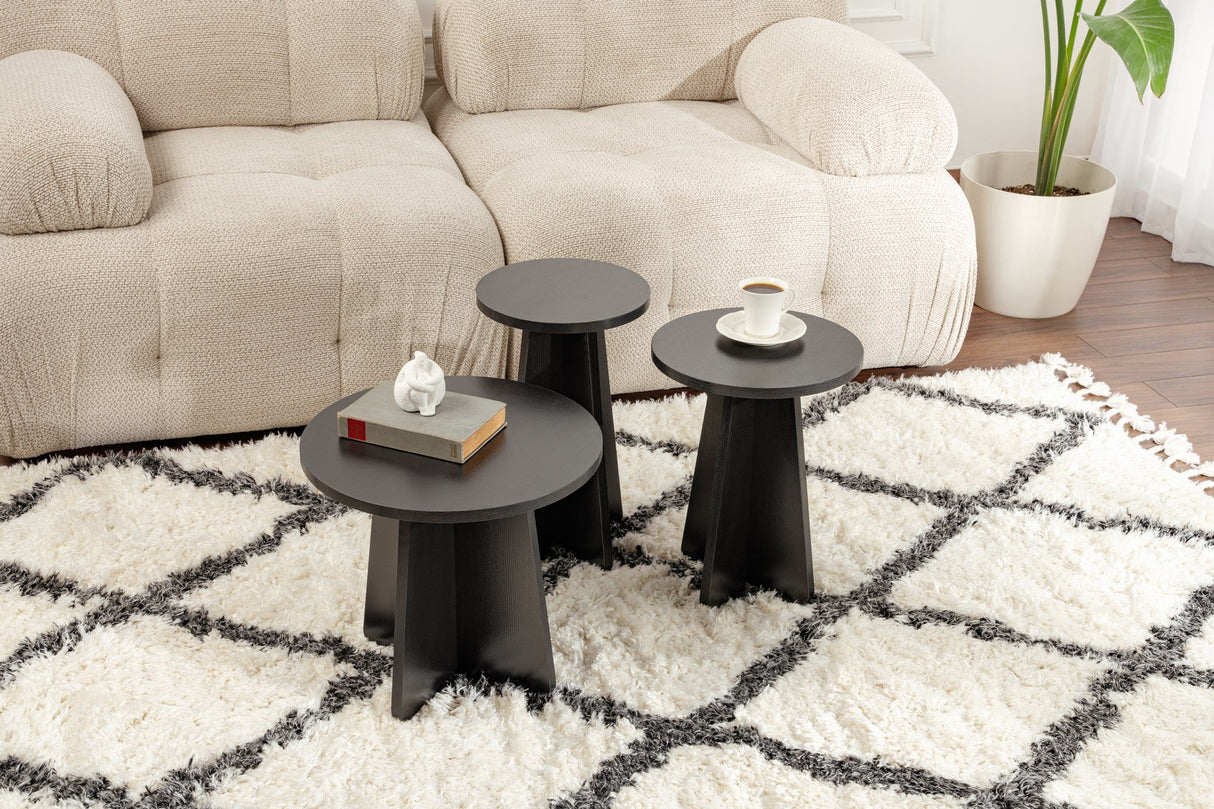 Set 3 măsuțe de cafea Lume, Diverse culori, 28x28x48 cm - Wood black | SKU: 241NRD1211 | Set 3 măsuțe de cafea Lume, 28x28x48 cm, varianta Wood black, produs pentru amenajarea locuinței, disponibil online în România la CasaMob