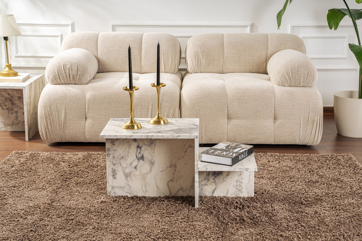 Măsuță de cafea Harmony - Fressia Marble, Freesia marble, 80x40x40 cm