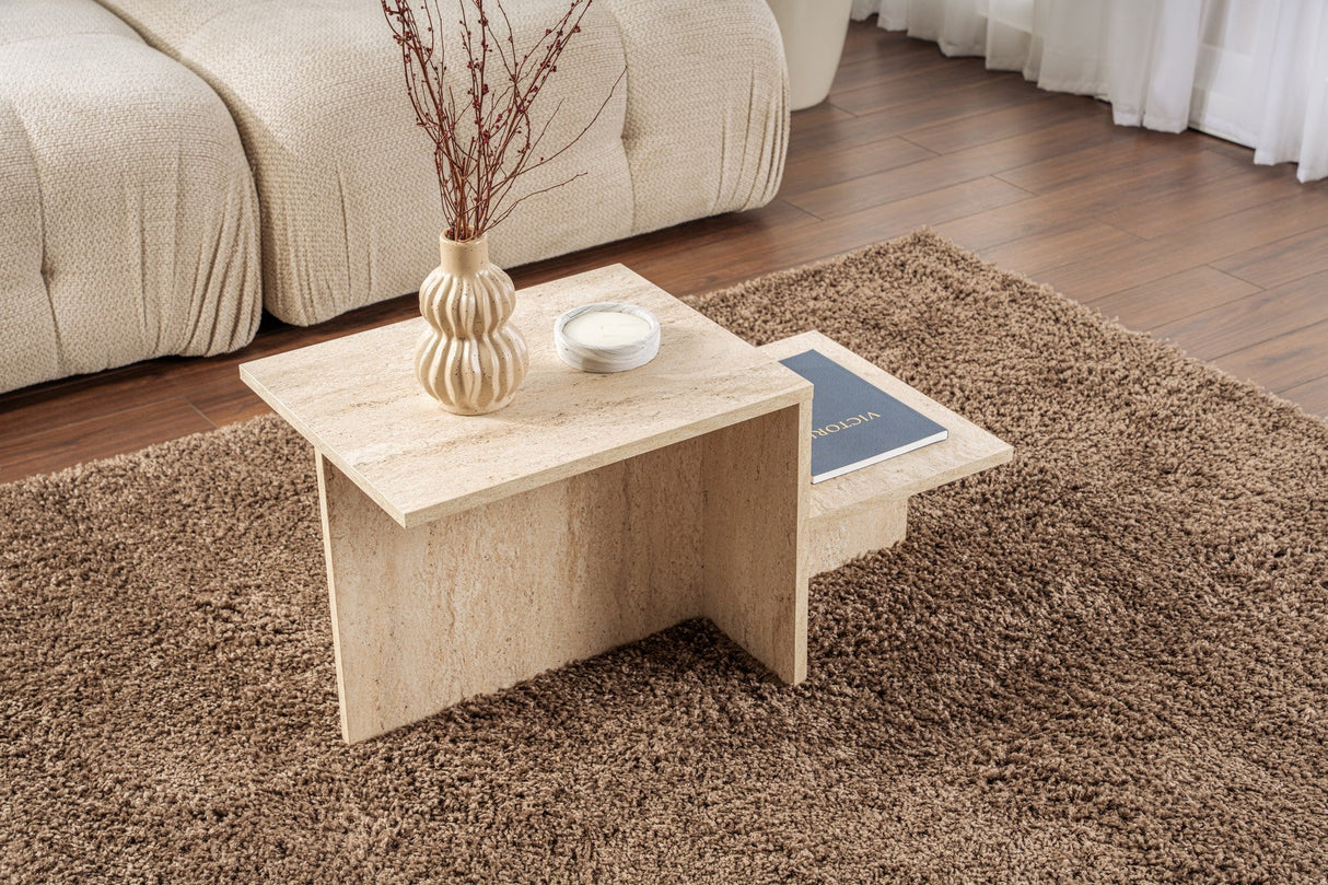 Măsuță de cafea Harmony, Diverse culori, 80x40x40 cm - Travertin | SKU: 241NRD1226 | Măsuță de cafea Harmony, 80x40x40 cm, varianta Travertin, produs pentru amenajarea locuinței, disponibil online în România la CasaMob