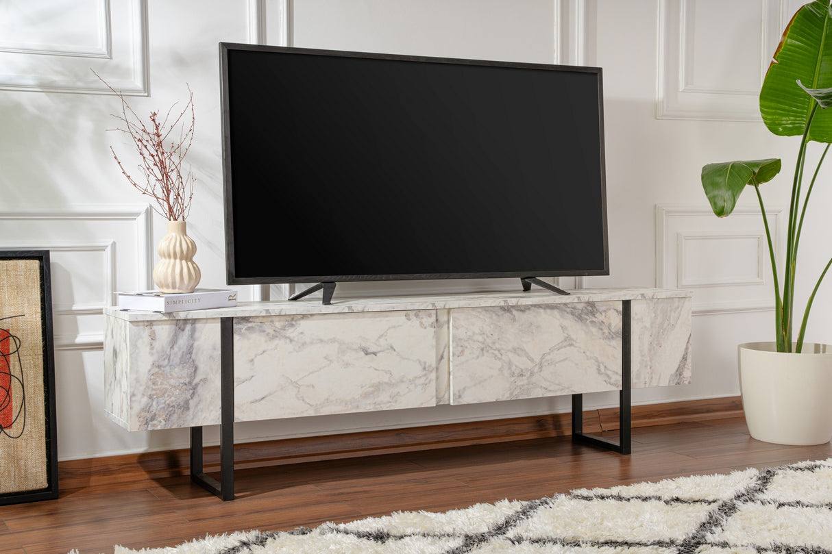 Comodă TV Serenity - Fressia, Diverse culori, 180x30x50 cm - Freesia marble - Negru | SKU: 241NRD1306 | Comodă TV Serenity - Fressia, 180x30x50 cm, varianta Freesia marble - Negru, produs pentru amenajarea locuinței, disponibil online în România la CasaMob