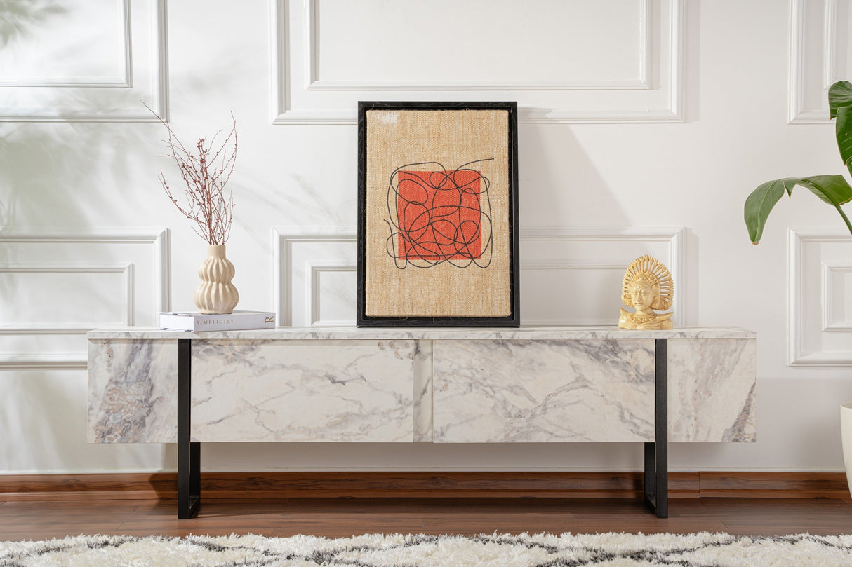 Comodă TV Serenity - Fressia, Diverse culori, 180x30x50 cm - Freesia marble - Negru | SKU: 241NRD1306 | Comodă TV Serenity - Fressia, 180x30x50 cm, varianta Freesia marble - Negru, produs pentru amenajarea locuinței, disponibil online în România la CasaMob
