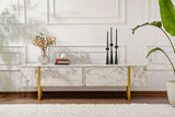 Comodă TV Serenity - Fressia, Diverse culori, 180x30x50 cm - Freesia marble - Auriu | SKU: 241NRD1307 | Comodă TV Serenity - Fressia, 180x30x50 cm, varianta Freesia marble - Auriu, produs pentru amenajarea locuinței, disponibil online în România la CasaMob