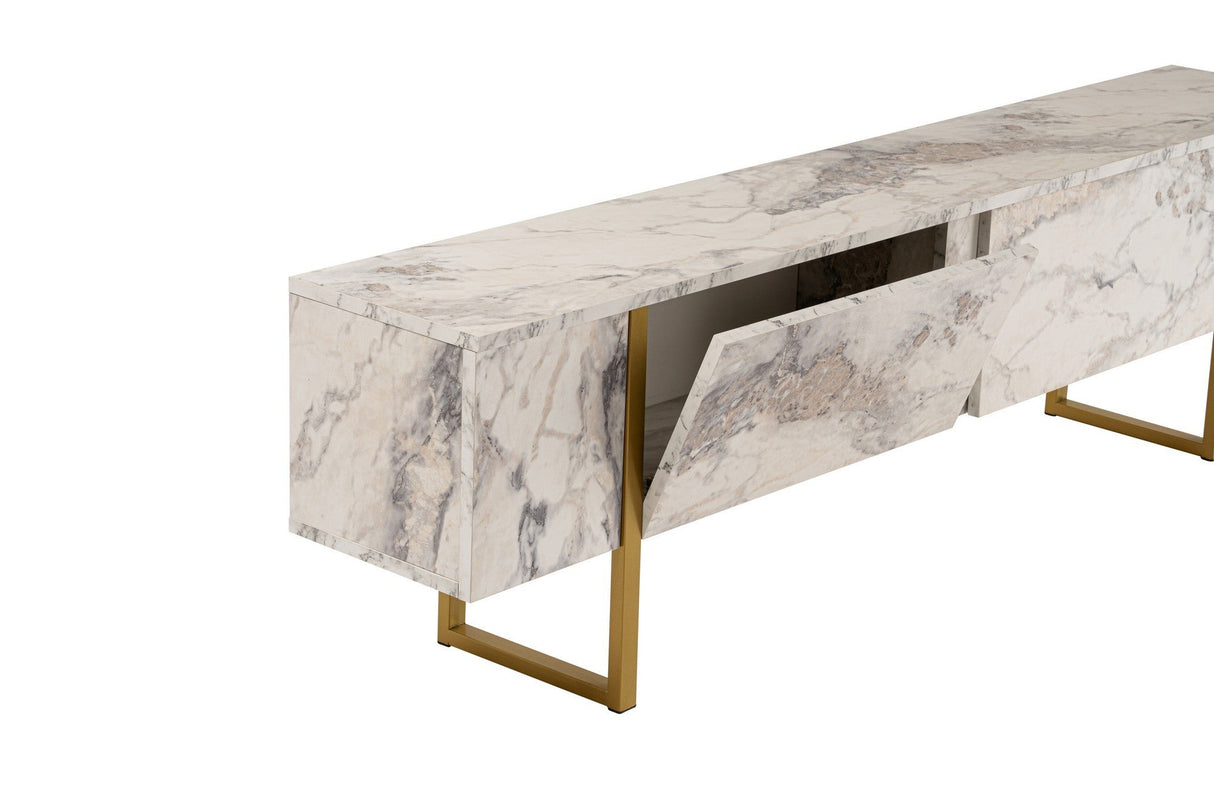 Comodă TV Serenity - Fressia, Diverse culori, 180x30x50 cm - Freesia marble - Auriu | SKU: 241NRD1307 | Comodă TV Serenity - Fressia, 180x30x50 cm, varianta Freesia marble - Auriu, produs pentru amenajarea locuinței, disponibil online în România la CasaMob