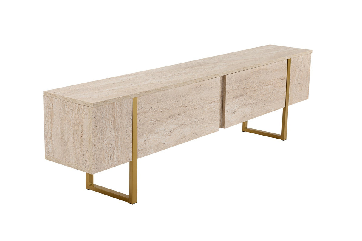 Comodă TV Serenity, Diverse culori, 180x30x50 cm - Travertin - Auriu | SKU: 241NRD1308 | Comodă TV Serenity, 180x30x50 cm, varianta Travertin - Auriu, produs pentru amenajarea locuinței, disponibil online în România la CasaMob
