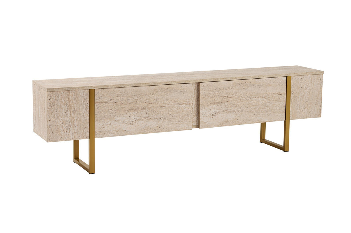 Comodă TV Serenity, Diverse culori, 180x30x50 cm - Travertin - Auriu | SKU: 241NRD1308 | Comodă TV Serenity, 180x30x50 cm, varianta Travertin - Auriu, produs pentru amenajarea locuinței, disponibil online în România la CasaMob