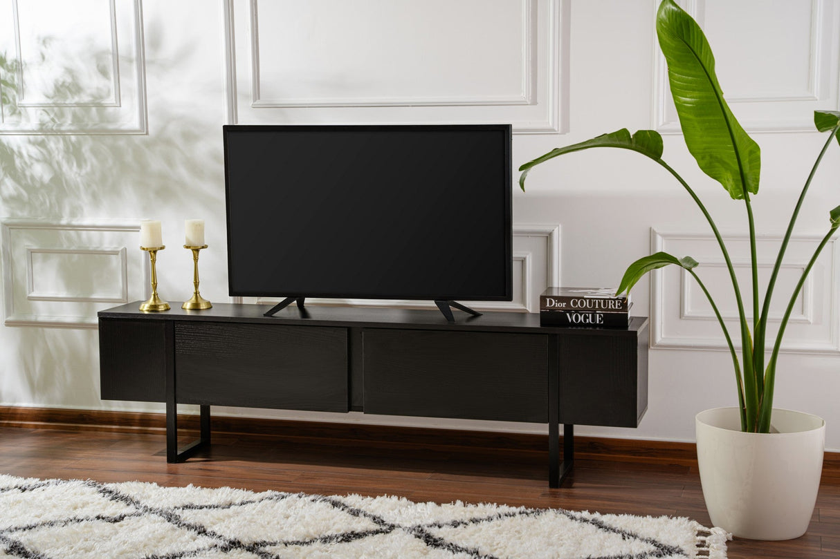 Comodă TV Serenity, Diverse culori, 180x30x50 cm - Wood black - Negru | SKU: 241NRD1309 | Comodă TV Serenity, 180x30x50 cm, varianta Wood black - Negru, produs pentru amenajarea locuinței, disponibil online în România la CasaMob