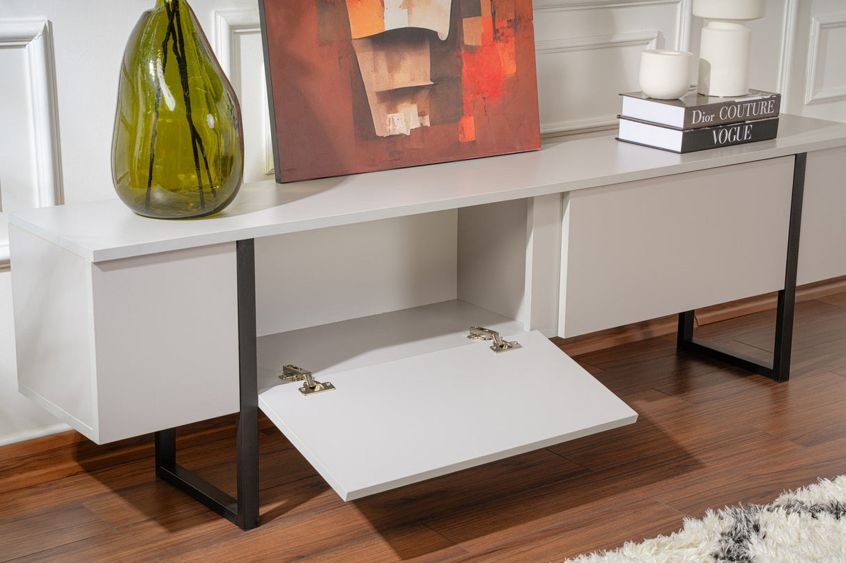 Comodă TV Serenity, Diverse culori, 180x30x50 cm - Gri - Negru | SKU: 241NRD1310 | Comodă TV Serenity, 180x30x50 cm, varianta Gri - Negru, produs pentru amenajarea locuinței, disponibil online în România la CasaMob