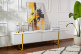Comodă TV Serenity, Diverse culori, 180x30x50 cm - Alb - Auriu | SKU: 241NRD1312 | Comodă TV Serenity, 180x30x50 cm, varianta Alb - Auriu, produs pentru amenajarea locuinței, disponibil online în România la CasaMob