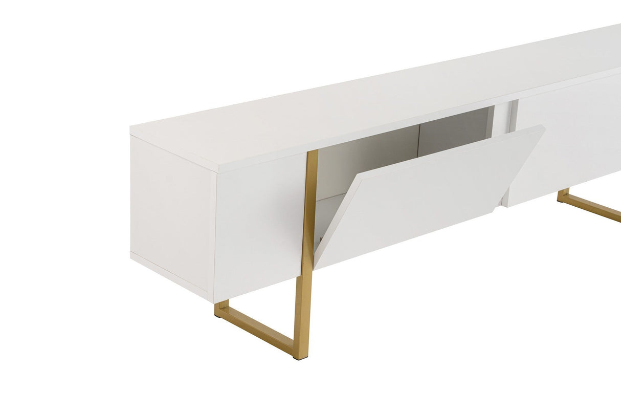 Comodă TV Serenity, Diverse culori, 180x30x50 cm - Alb - Auriu | SKU: 241NRD1312 | Comodă TV Serenity, 180x30x50 cm, varianta Alb - Auriu, produs pentru amenajarea locuinței, disponibil online în România la CasaMob