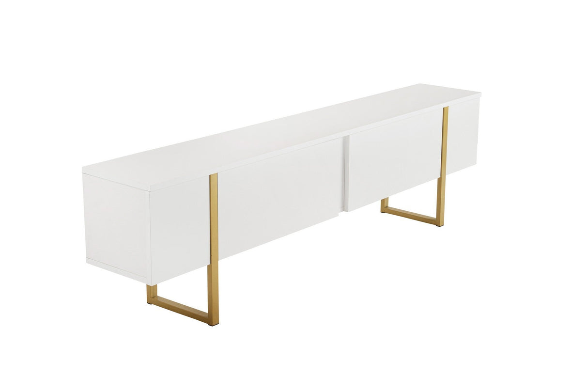 Comodă TV Serenity, Diverse culori, 180x30x50 cm - Alb - Auriu | SKU: 241NRD1312 | Comodă TV Serenity, 180x30x50 cm, varianta Alb - Auriu, produs pentru amenajarea locuinței, disponibil online în România la CasaMob