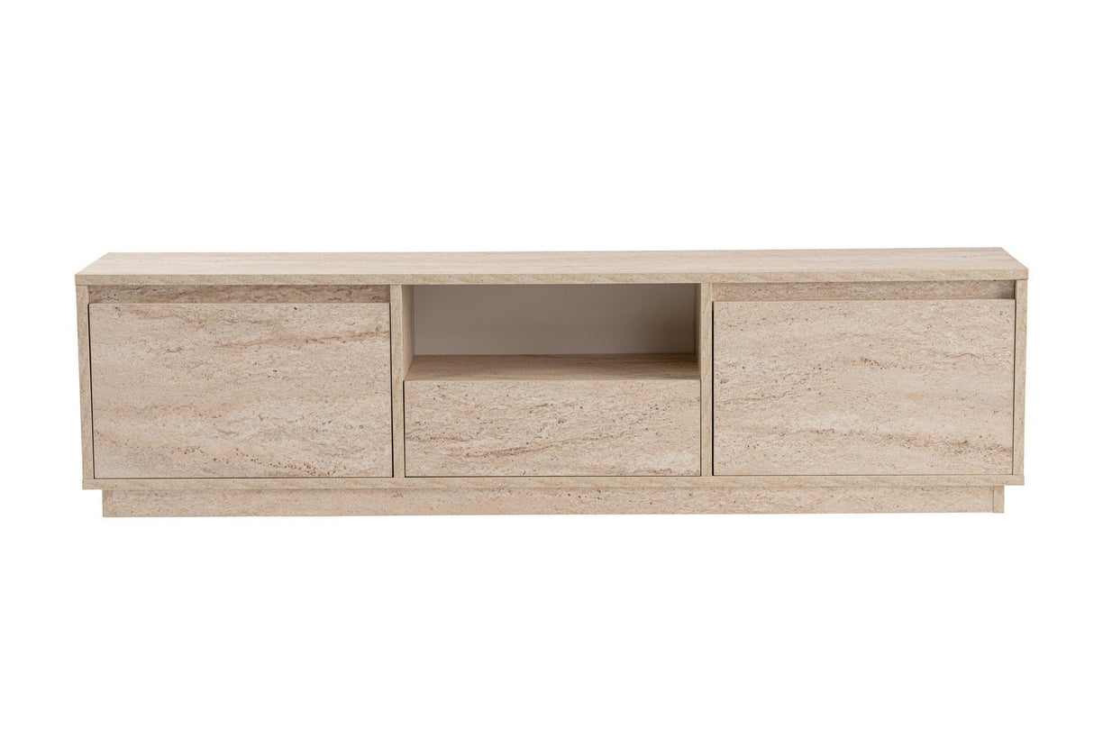 Comodă TV Vanguard, Diverse culori, 160x30x42 cm - Travertin | SKU: 241NRD1315 | Comodă TV Vanguard, 160x30x42 cm, varianta Travertin, produs pentru amenajarea locuinței, disponibil online în România la CasaMob