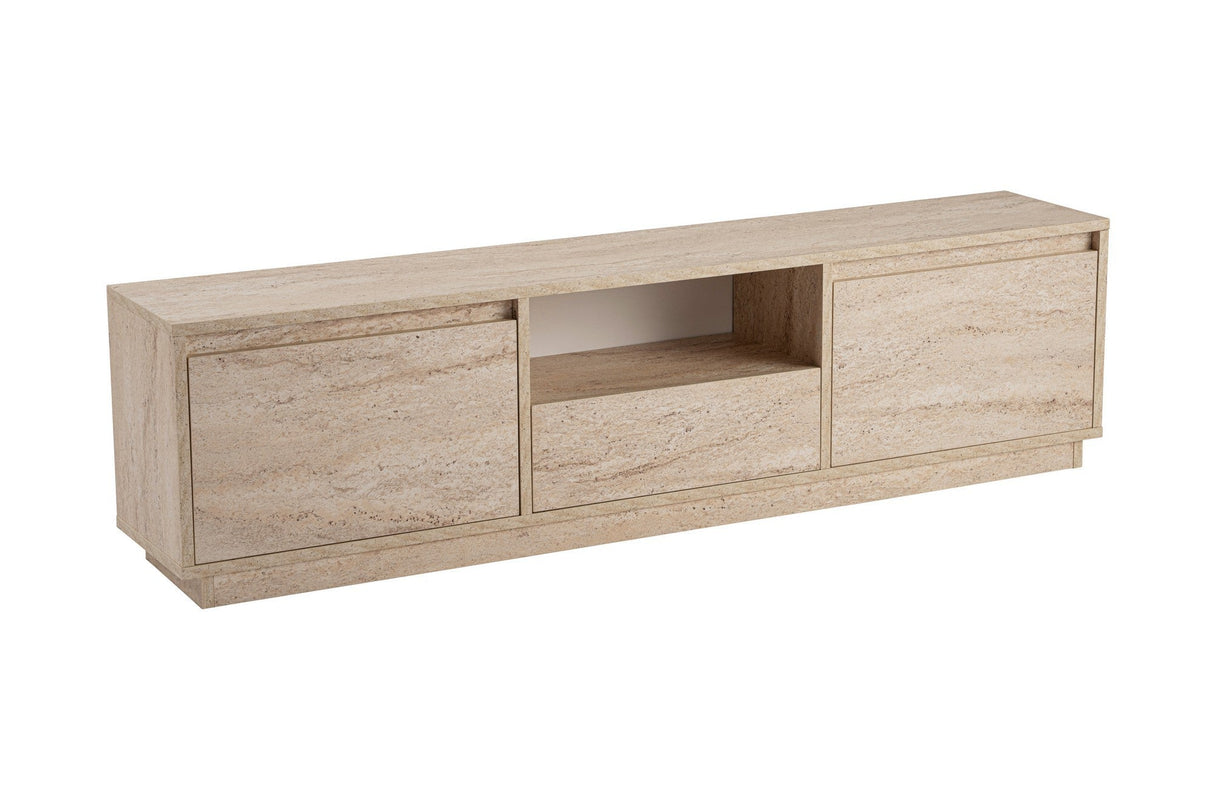 Comodă TV Vanguard, Diverse culori, 160x30x42 cm - Travertin | SKU: 241NRD1315 | Comodă TV Vanguard, 160x30x42 cm, varianta Travertin, produs pentru amenajarea locuinței, disponibil online în România la CasaMob