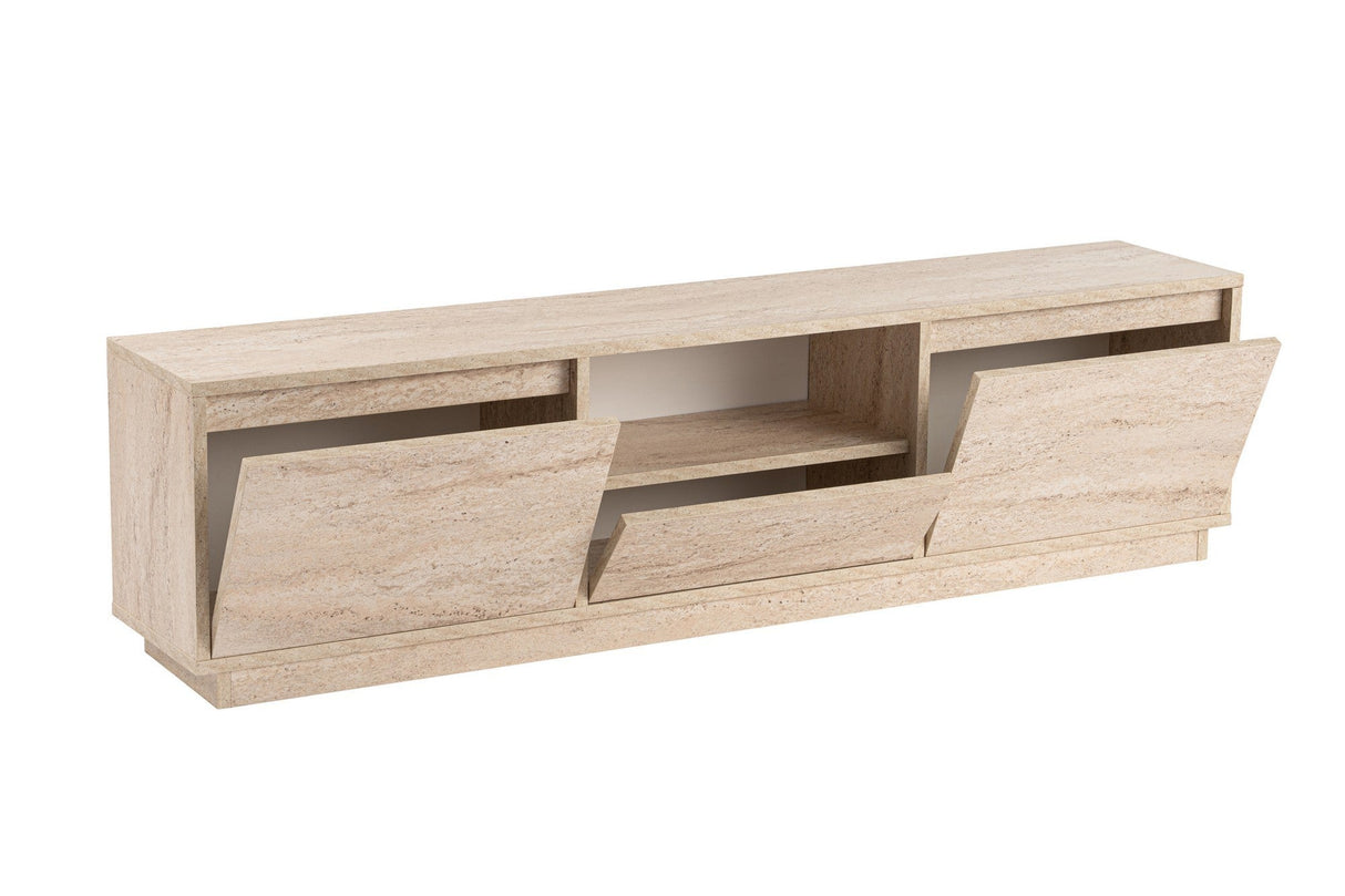 Comodă TV Vanguard, Diverse culori, 160x30x42 cm - Travertin | SKU: 241NRD1315 | Comodă TV Vanguard, 160x30x42 cm, varianta Travertin, produs pentru amenajarea locuinței, disponibil online în România la CasaMob