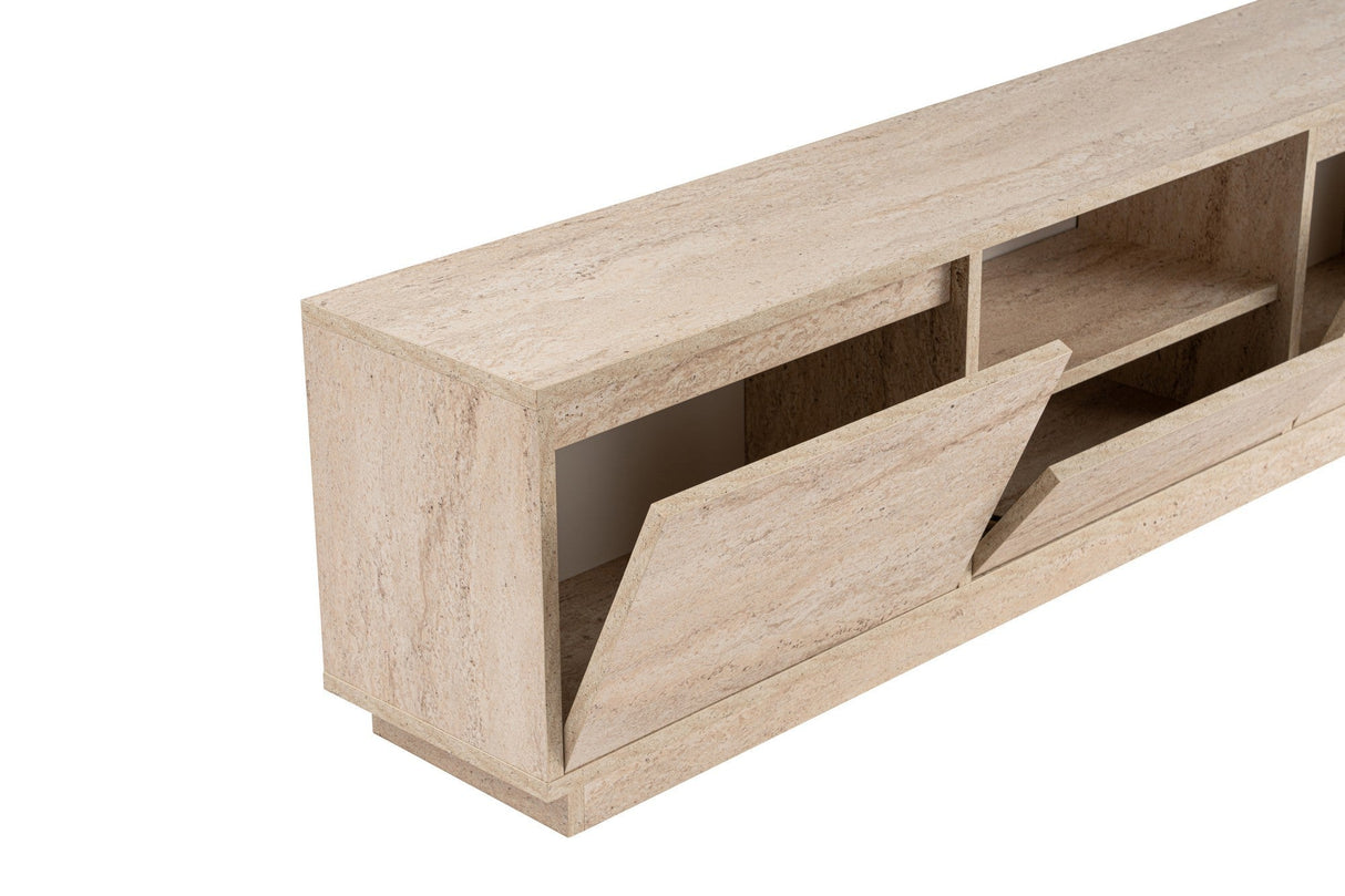 Comodă TV Vanguard, Diverse culori, 160x30x42 cm - Travertin | SKU: 241NRD1315 | Comodă TV Vanguard, 160x30x42 cm, varianta Travertin, produs pentru amenajarea locuinței, disponibil online în România la CasaMob