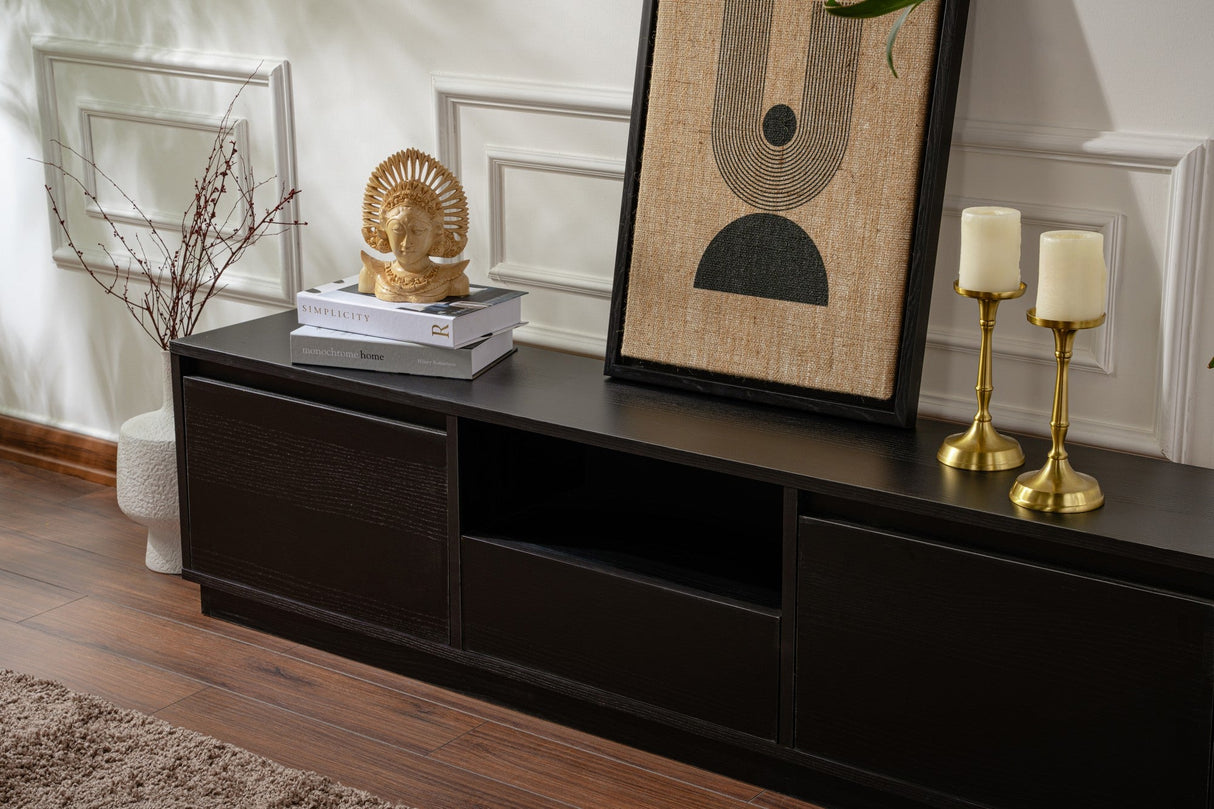Comodă TV Vanguard, Diverse culori, 160x30x42 cm - Wood black | SKU: 241NRD1316 | Comodă TV Vanguard, 160x30x42 cm, varianta Wood black, produs pentru amenajarea locuinței, disponibil online în România la CasaMob
