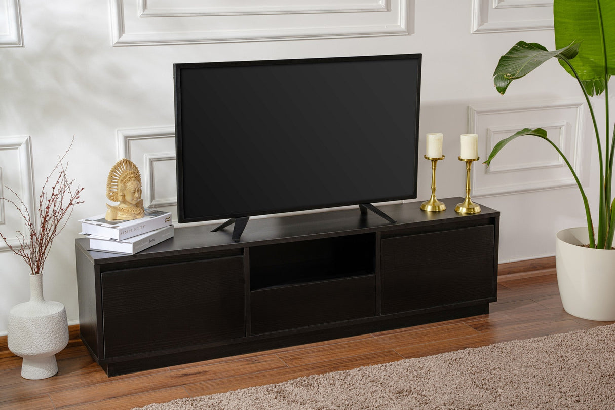 Comodă TV Vanguard, Diverse culori, 160x30x42 cm - Wood black | SKU: 241NRD1316 | Comodă TV Vanguard, 160x30x42 cm, varianta Wood black, produs pentru amenajarea locuinței, disponibil online în România la CasaMob