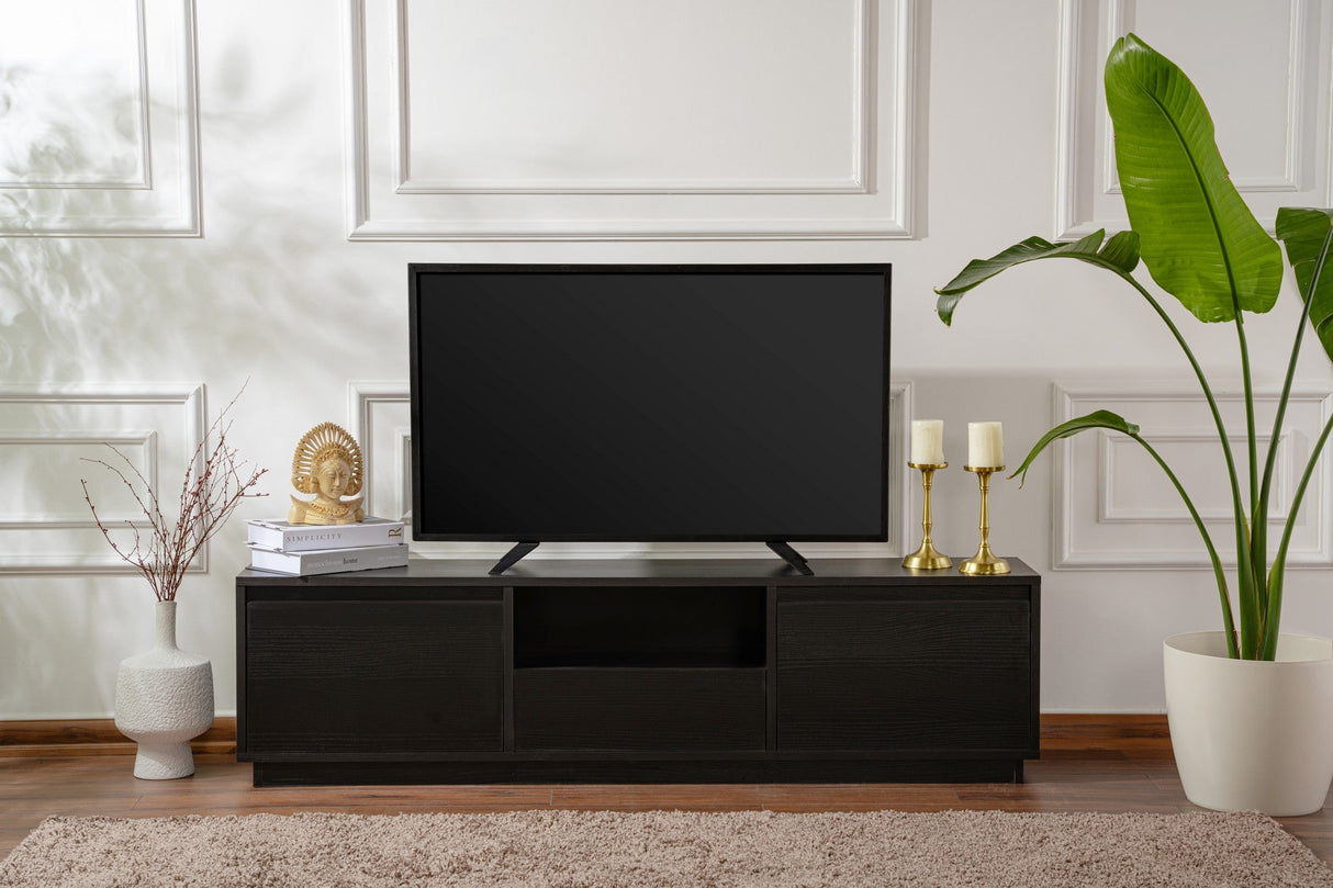 Comodă TV Vanguard, Diverse culori, 160x30x42 cm - Wood black | SKU: 241NRD1316 | Comodă TV Vanguard, 160x30x42 cm, varianta Wood black, produs pentru amenajarea locuinței, disponibil online în România la CasaMob