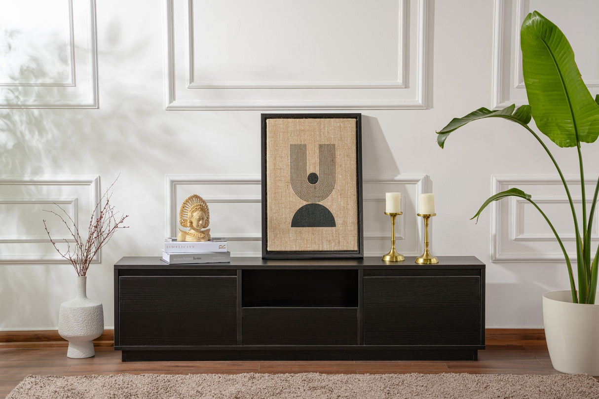 Comodă TV Vanguard, Diverse culori, 160x30x42 cm - Wood black | SKU: 241NRD1316 | Comodă TV Vanguard, 160x30x42 cm, varianta Wood black, produs pentru amenajarea locuinței, disponibil online în România la CasaMob