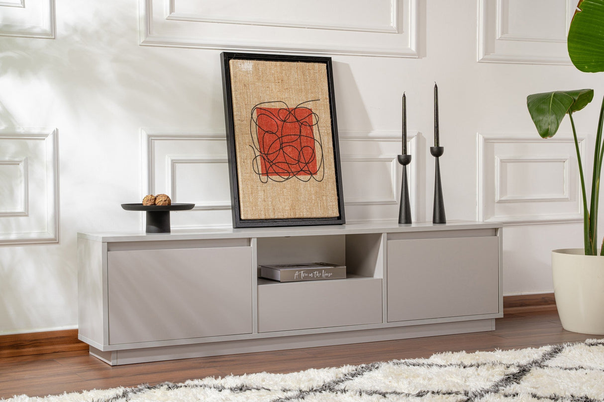 Comodă TV Vanguard, Diverse culori, 160x30x42 cm - Gri | SKU: 241NRD1317 | Comodă TV Vanguard, 160x30x42 cm, varianta Gri, produs pentru amenajarea locuinței, disponibil online în România la CasaMob