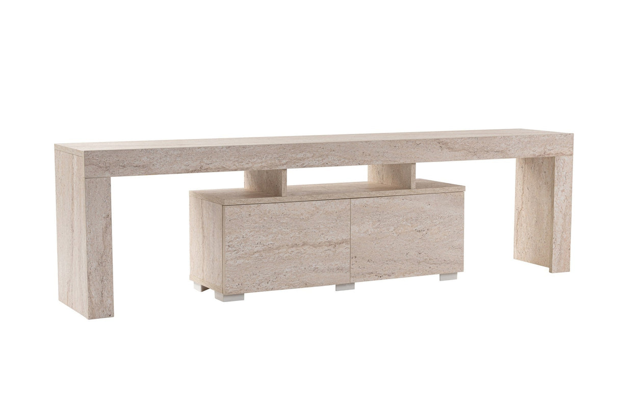 Comodă TV Enclave, Diverse culori, 180x31x50 cm - Travertin | SKU: 241NRD1320 | Comodă TV Enclave, 180x31x50 cm, varianta Travertin, produs pentru amenajarea locuinței, disponibil online în România la CasaMob