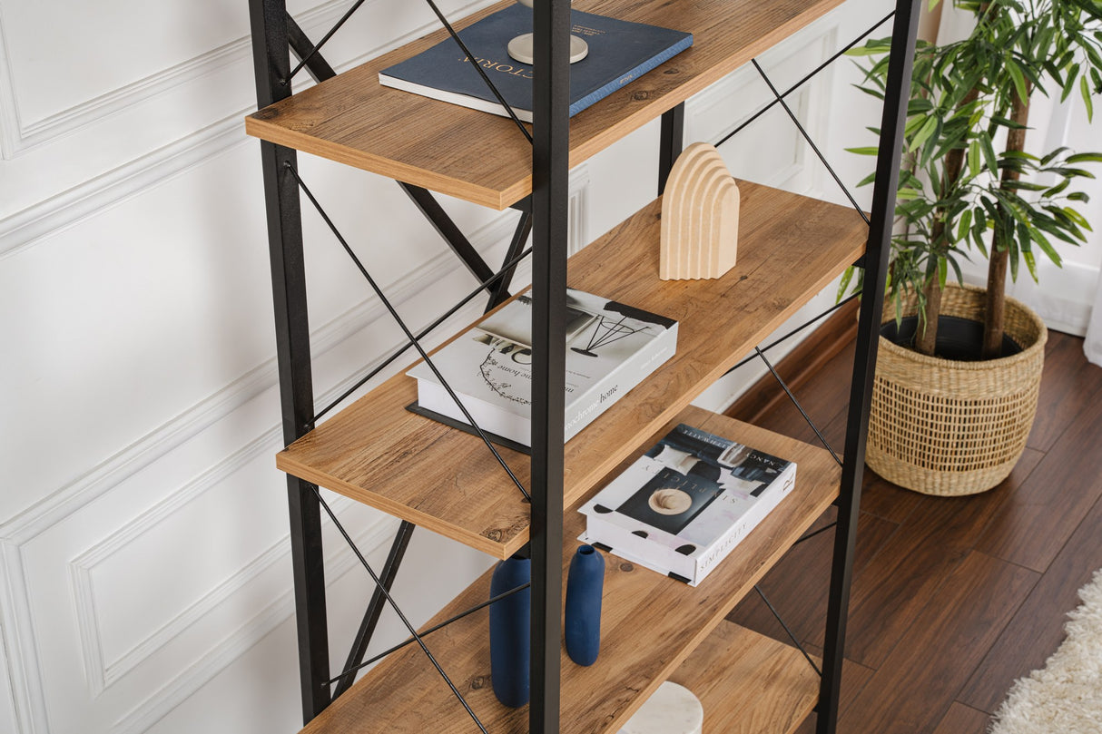 Bibliotecă Elysian, Diverse culori, 90x34x180 cm - Pin atlantic - Negru | SKU: 241NRD1332 | Bibliotecă Elysian, 90x34x180 cm, varianta Pin atlantic - Negru, produs pentru amenajarea locuinței, disponibil online în România la CasaMob