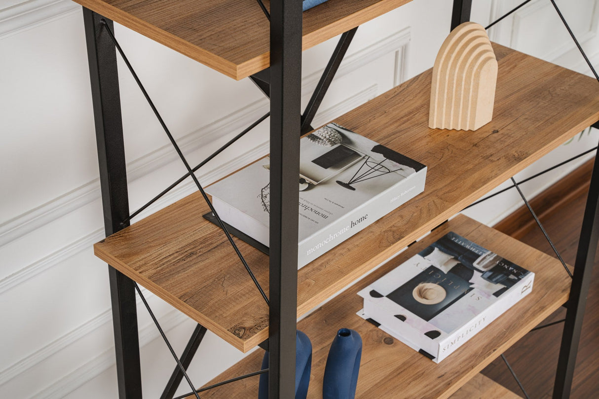 Bibliotecă Elysian, Diverse culori, 90x34x180 cm - Pin atlantic - Negru | SKU: 241NRD1332 | Bibliotecă Elysian, 90x34x180 cm, varianta Pin atlantic - Negru, produs pentru amenajarea locuinței, disponibil online în România la CasaMob