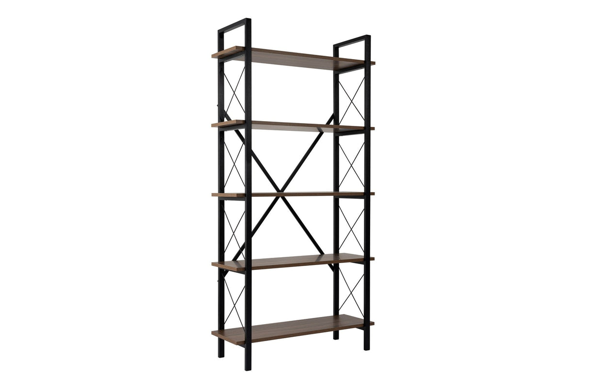 Bibliotecă Elysian, Diverse culori, 90x34x180 cm - Venezia walnut - Negru | SKU: 241NRD1333 | Bibliotecă Elysian, 90x34x180 cm, varianta Venezia walnut - Negru, produs pentru amenajarea locuinței, disponibil online în România la CasaMob