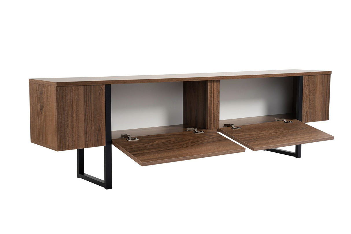 Comodă TV Serenity, Diverse culori, 180x30x50 cm - Venezia walnut - Negru | SKU: 241NRD1349 | Comodă TV Serenity, 180x30x50 cm, varianta Venezia walnut - Negru, produs pentru amenajarea locuinței, disponibil online în România la CasaMob