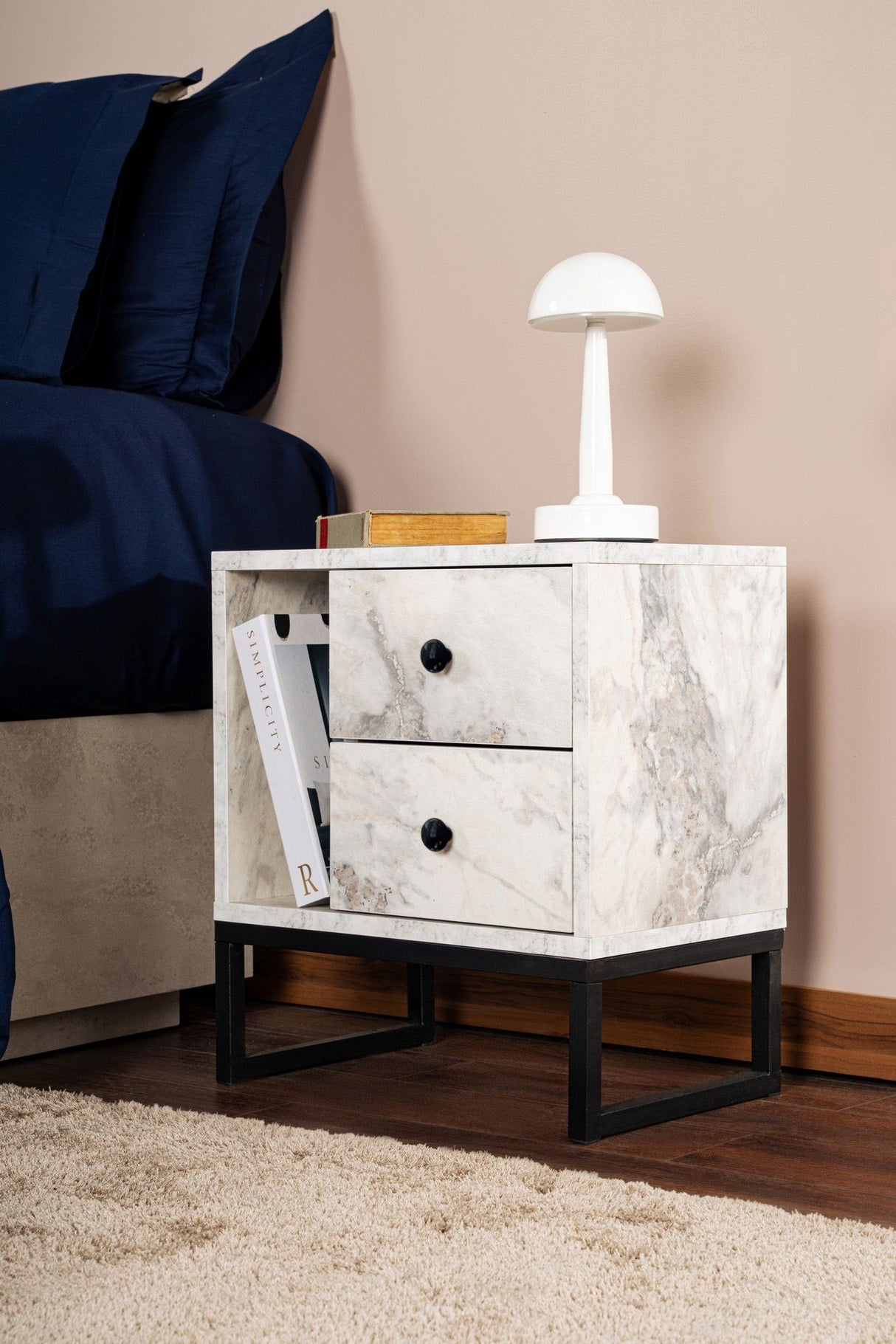 Noptieră Glimmer - Fressia, Diverse culori, 45x30x50 cm - Freesia marble - Negru | SKU: 241NRD1408 | Noptieră Glimmer - Fressia, 45x30x50 cm, varianta Freesia marble - Negru, produs pentru amenajarea locuinței, disponibil online în România la CasaMob