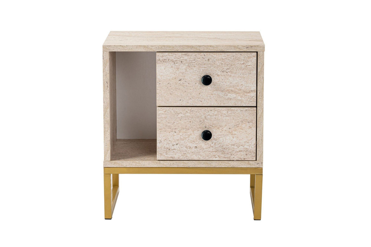 Noptieră Glimmer, Diverse culori, 45x30x50 cm - Travertin - Auriu | SKU: 241NRD1410 | Noptieră Glimmer, 45x30x50 cm, varianta Travertin - Auriu, produs pentru amenajarea locuinței, disponibil online în România la CasaMob