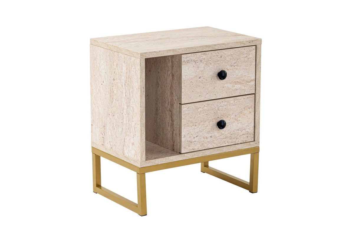 Noptieră Glimmer, Diverse culori, 45x30x50 cm - Travertin - Auriu | SKU: 241NRD1410 | Noptieră Glimmer, 45x30x50 cm, varianta Travertin - Auriu, produs pentru amenajarea locuinței, disponibil online în România la CasaMob